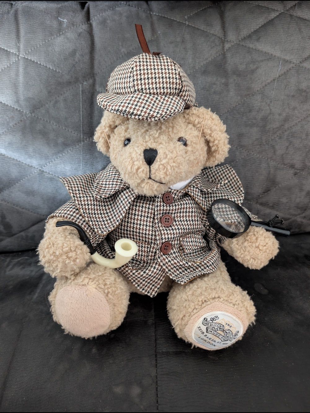 Rare Sherlock Holmes Museum London Teddy Bear Plush Detective 12” Complete w Pip